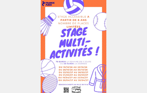 Stage Multi activivtes du 19 au 23 octobre 2026