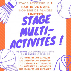 Stage Multi activivtes du 26 au 30 octobre 2026
